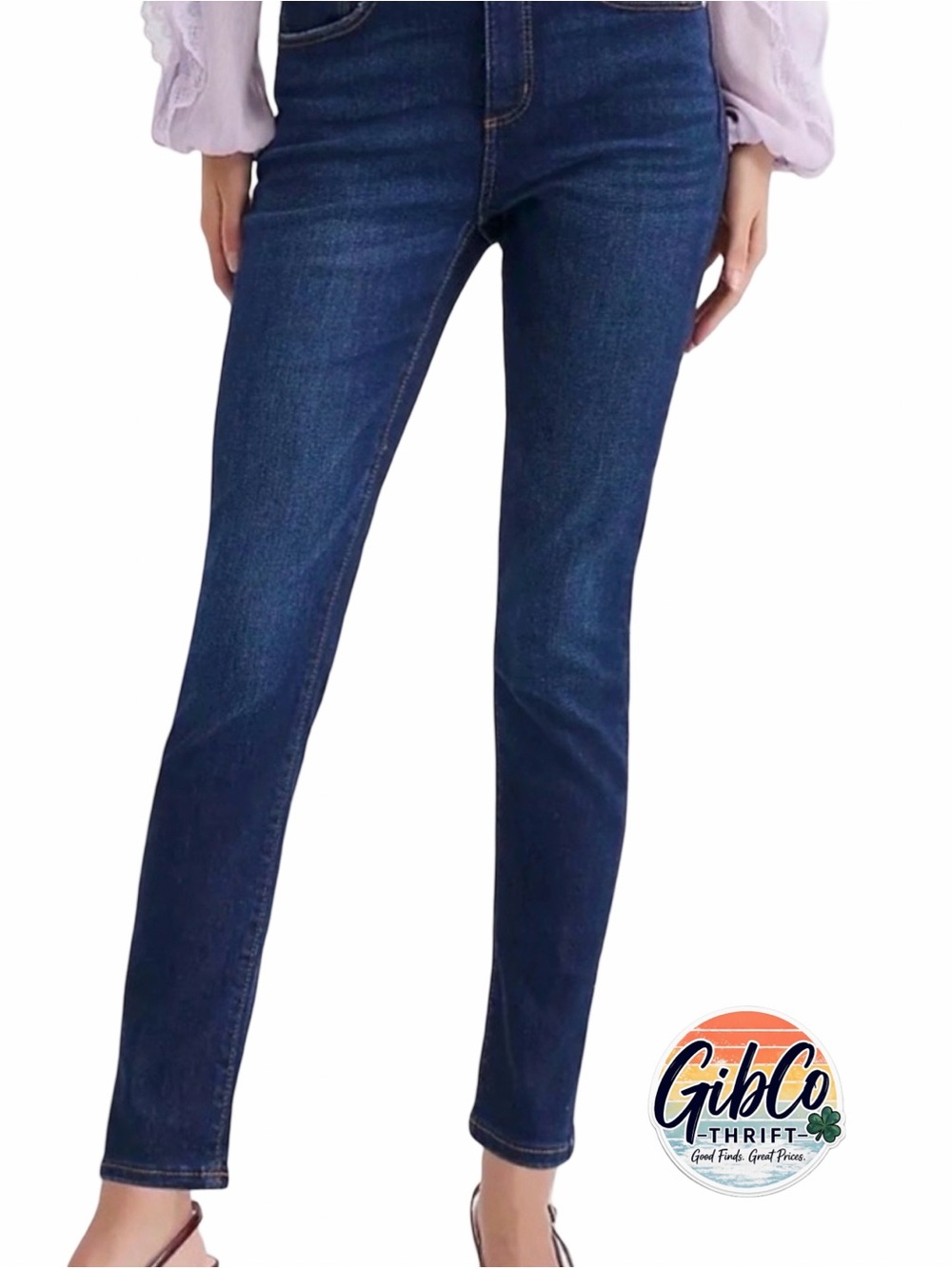 LOFT - Size 8P - The Skinny Mid Rise Regular Fit Jeans - Dark Blue